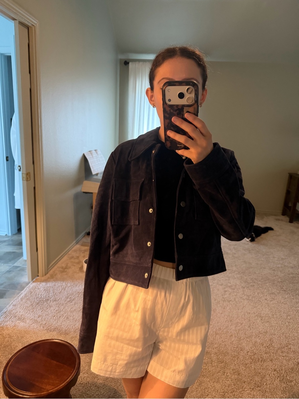 Navy Suede Leather Jacket